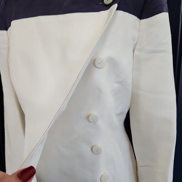 George Simonton Navy and White Silk Jacket Size 8 - Picture 4 of 6